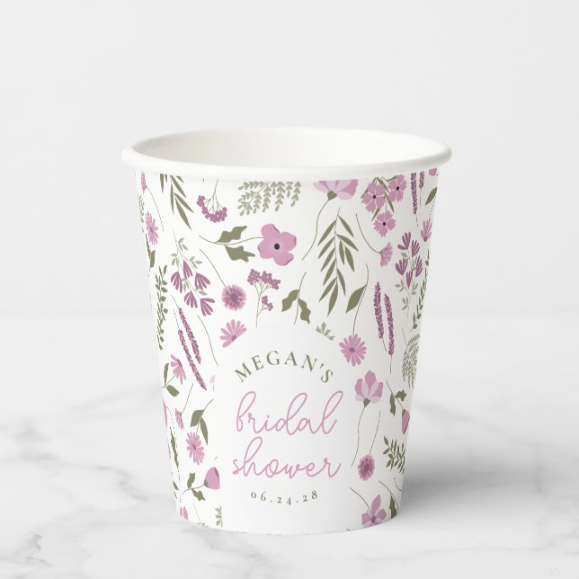 Vasos De Papel Wildflower Bridal Shower Paper Cups - Purple (Anverso)