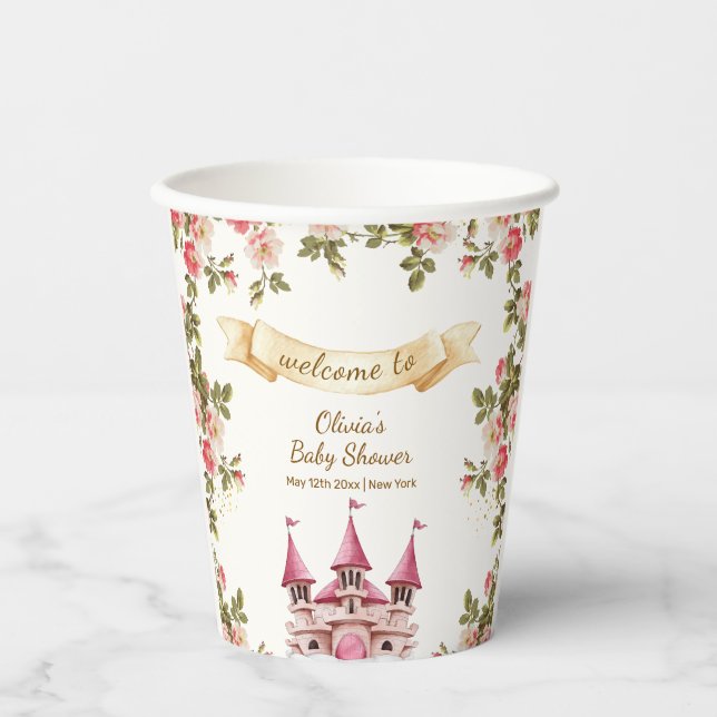 Vasos De Papel Wildflower Fairytale Castle Baby Shower Welcome  (Anverso)