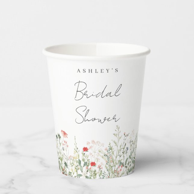 Vasos De Papel Wildflower Meadow Bridal Shower (Izquierda)