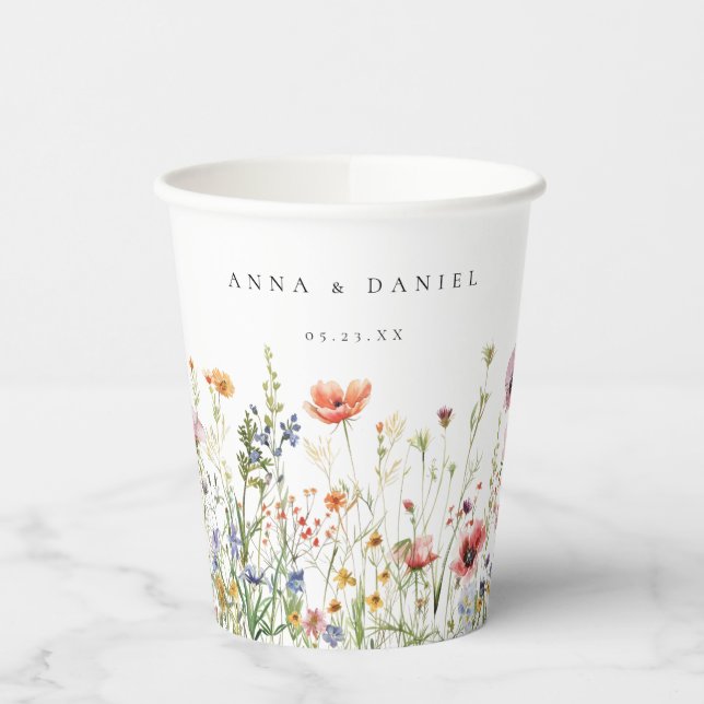 Vasos De Papel Wildflower Wedding (Izquierda)