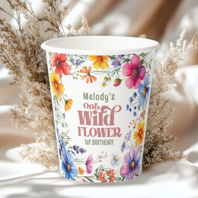 Vasos De Papel Wildflower Wild One 1st birthday  (Subido por el creador)