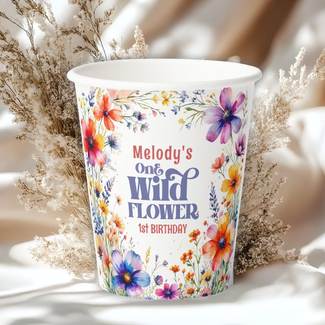 Vasos De Papel Wildflower Wild One 1st birthday  (Subido por el creador)
