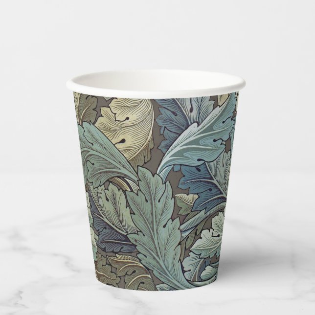 Vasos De Papel William Morris Acanthus Sage Flor Floral Botánica (Anverso)