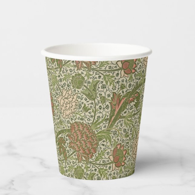 Vasos De Papel William Morris Cray Sage Flor Floral Botánica (Anverso)