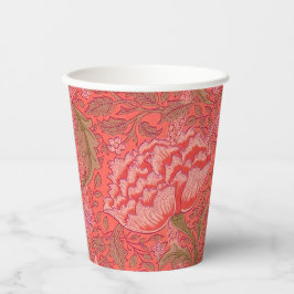 Vasos De Papel William Morris - Elegante Floral Roja y Rosa
