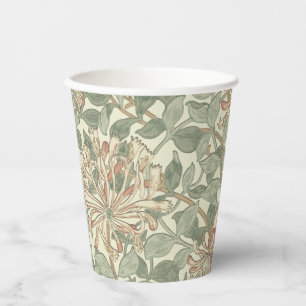 Vasos De Papel William Morris Honeysuckle Green Floral