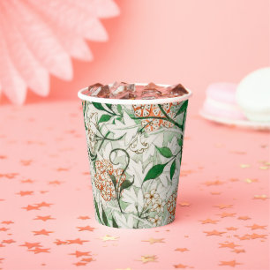 Vasos De Papel William Morris Jardín de Jazmín Flor Clásico