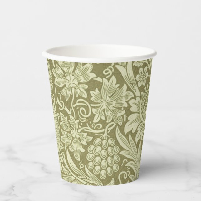 Vasos De Papel William Morris Sunflower Green Flower (Anverso)