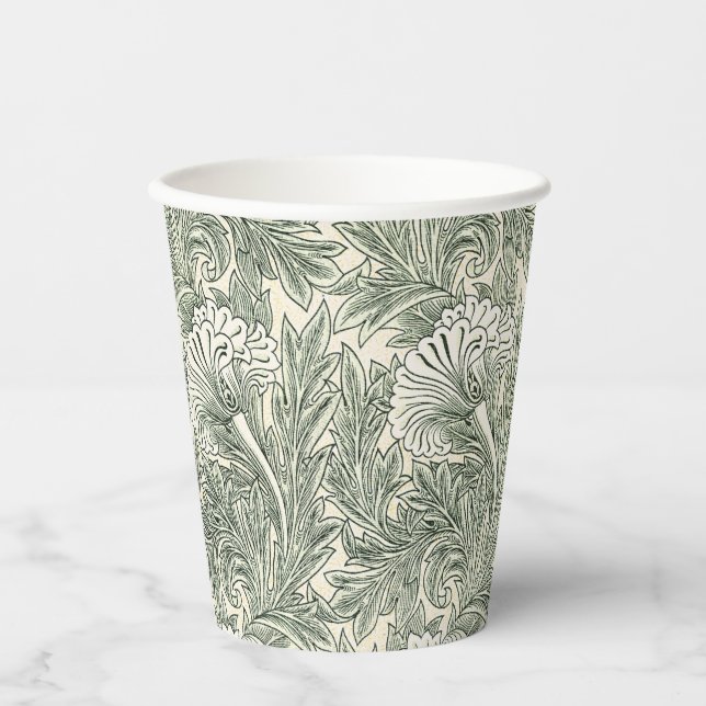 Vasos De Papel William Morris tulip fondo de pantalla verde texti (Anverso)