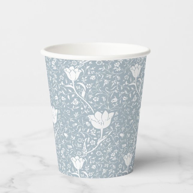Vasos De Papel William Morris Tulips en el patrón blanco (Anverso)