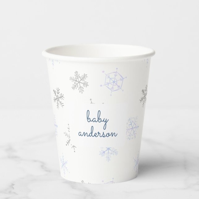 Vasos De Papel Winder Wonderland Snowflake Baby Shower (Anverso)