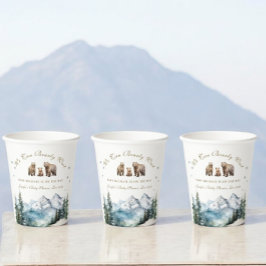 Vasos De Papel Winowy Mountains Bear Adventure Baby Shower