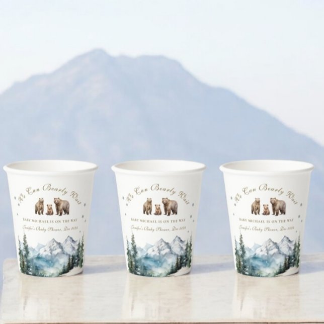 Vasos De Papel Winowy Mountains Bear Adventure Baby Shower (Subido por el creador)