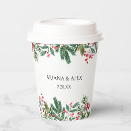 Vasos De Papel Winter Berries Pine Cone Greenery Boda