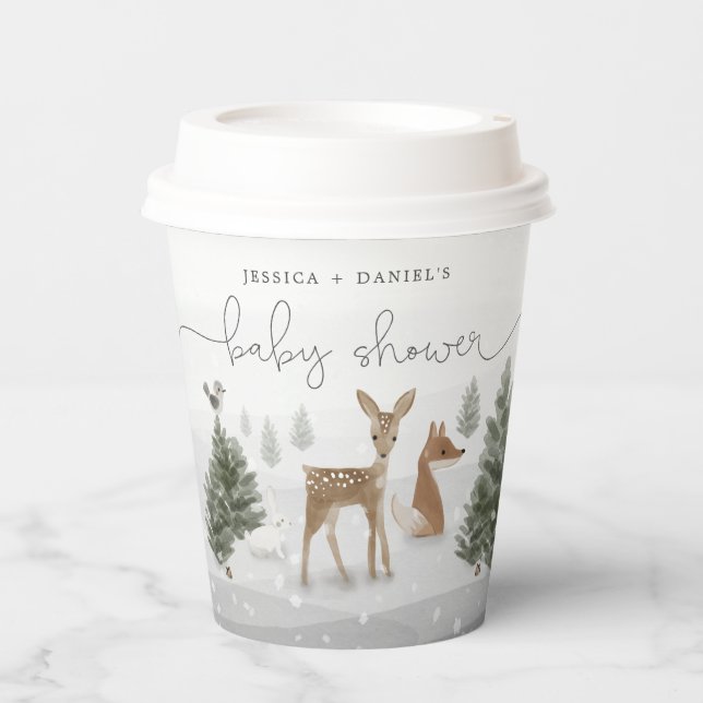 Vasos De Papel Winter Boho Woodland Baby Shower (Anverso)