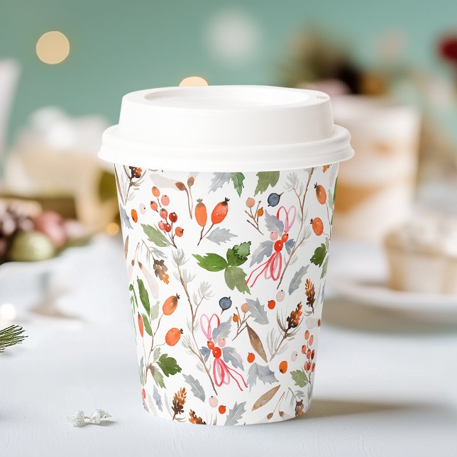 Vasos De Papel Winter Botanical Berries & Foliage Holiday  (Subido por el creador)