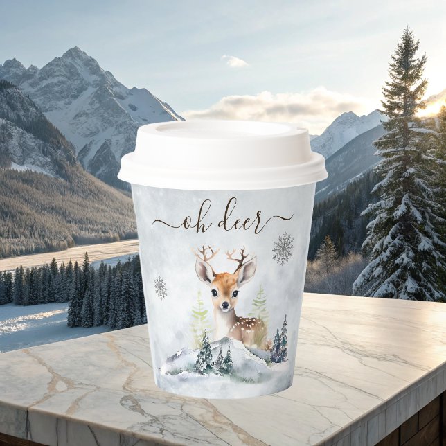 Vasos De Papel Winter Forest Baby Deer Animal Baby Shower (Winter Forest Baby Deer Animal Baby Shower Paper Cups)