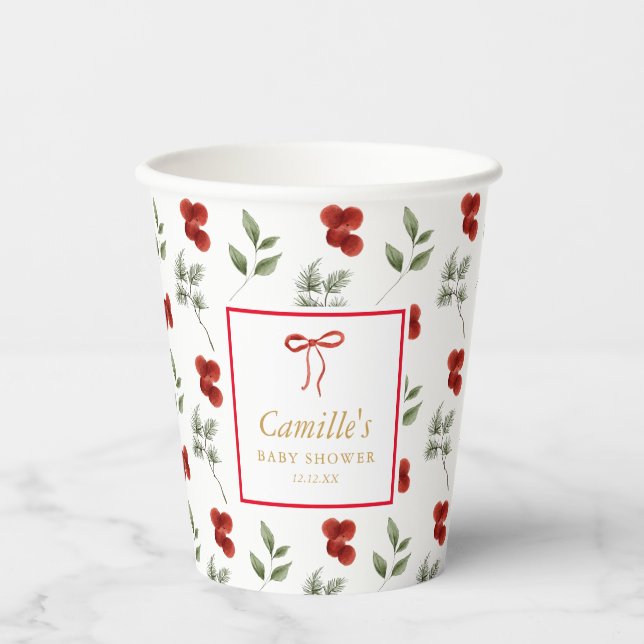 Vasos De Papel Winter Greenery Baby Shower (Anverso)