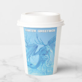 Vasos De Papel Winter Greetings. Ice dragon with antlers