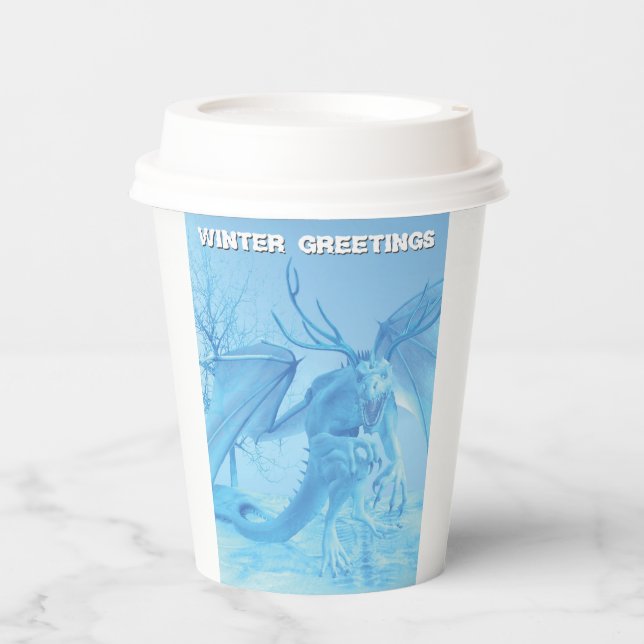 Vasos De Papel Winter Greetings. Ice dragon with antlers (Anverso)