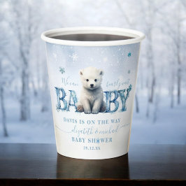 Vasos De Papel Winter Modern Bearly Wait Baby Shower