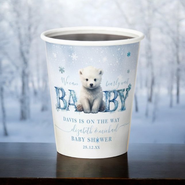 Vasos De Papel Winter Modern Bearly Wait Baby Shower (Subido por el creador)
