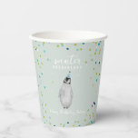 Vasos De Papel Winter Onederland Blue Birthday Penguin Confetti<br><div class="desc">Invierno Onederland tema de la fiesta de primer cumpleaños con pingüino en gorra fiesta azul sobre fondo azul claro con moqueta de nieve y confeti.</div>
