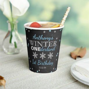 Vasos De Papel Winter ONEderland Chalkboard 1er cumpleaños