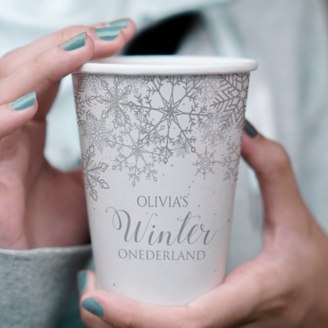 Vasos De Papel Winter Onederland cumpleaños 1er año Glitter plate (Subido por el creador)