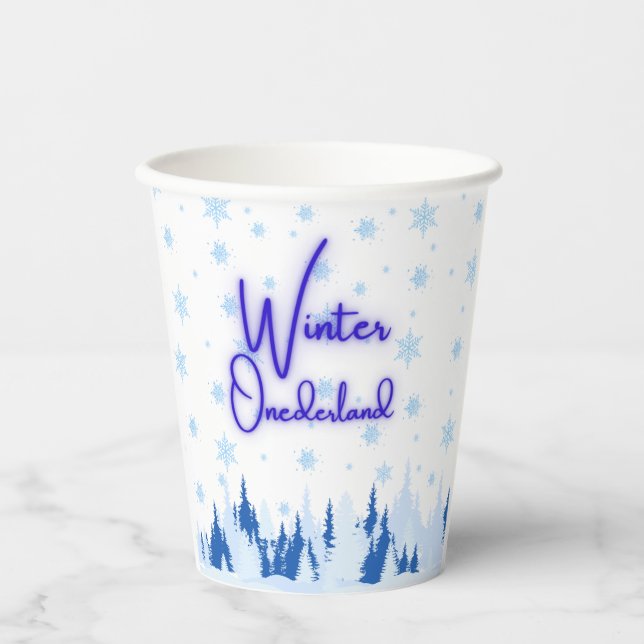 Vasos De Papel Winter Onederland First Birthday Party Cups (Anverso)