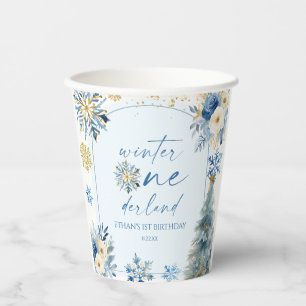 Vasos De Papel Winter Onederland Snowflake Primer Fiesta de cumpl