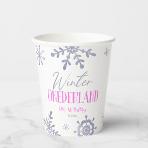 Vasos De Papel Winter ONEderland Snowflake Primer Fiesta de cumpl