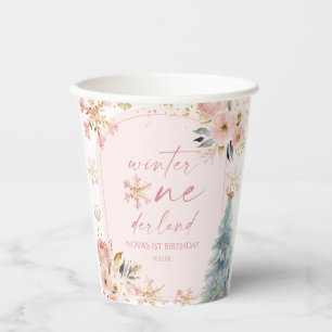 Vasos De Papel Winter Onederland Snowflake Primer Fiesta de cumpl