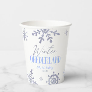 Vasos De Papel Winter ONEderland Snowflake Primer Fiesta de cumpl