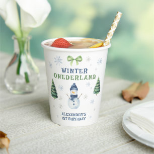 Vasos De Papel Winter Onederland Snowman 1er cumpleaños