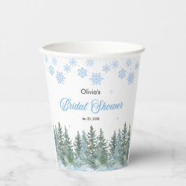 Vasos De Papel Winter Pine Trees Snowflakes Bridal Shower 