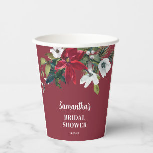 Vasos De Papel Winter Poinsettia Bridal Shower