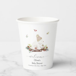 Vasos De Papel Winter Sleigh Polar Bear Baby Shower Welcome