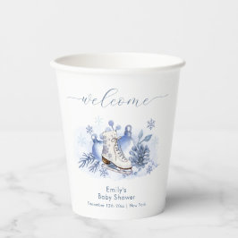 Vasos De Papel Winter Snowflake Ice Skate Baby Shower Welcome