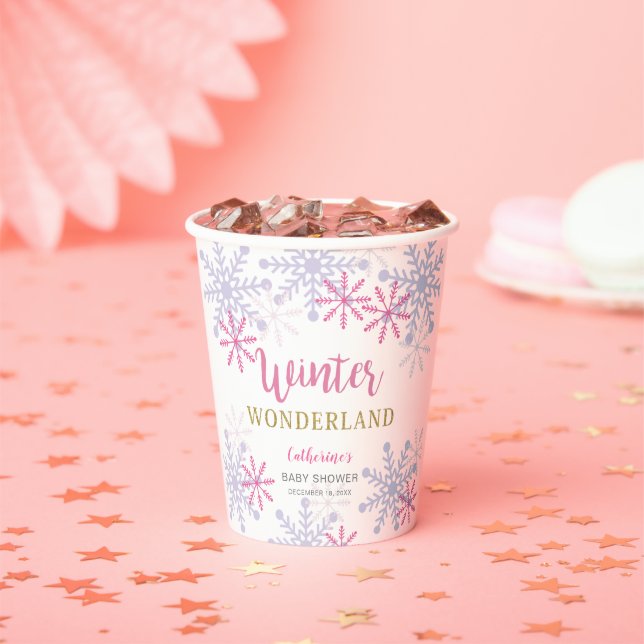 Vasos De Papel Winter Wonderland Baby Shower Cute Copos de Nieve  (in situ)