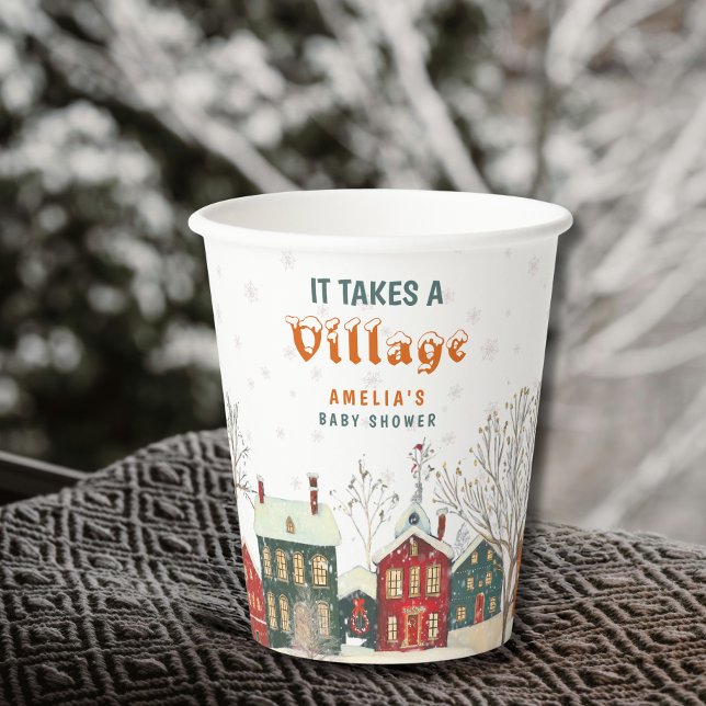 Vasos De Papel Winter Wonderland Baby Shower Snowy Village (Subido por el creador)