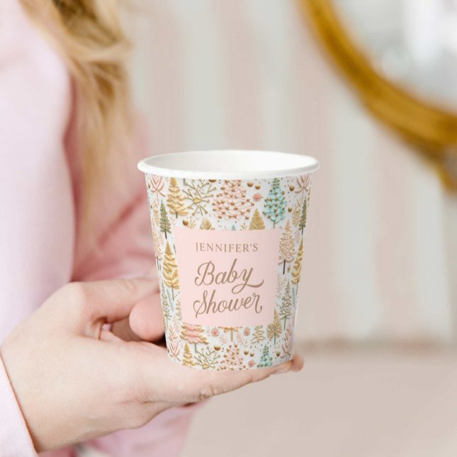Vasos De Papel Winter Wonderland Chica Baby Shower (Winter Girl Baby Shower paper cups)