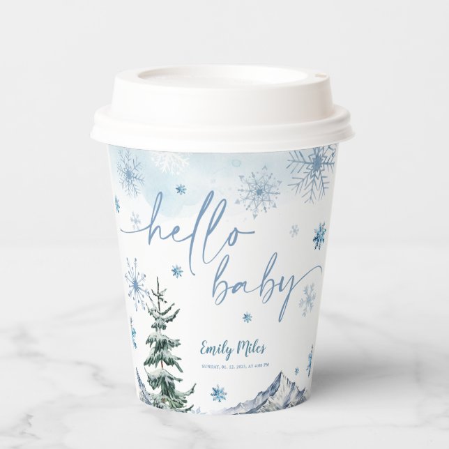 Vasos De Papel Winter Wonderland Hello Baby Paper (Anverso)