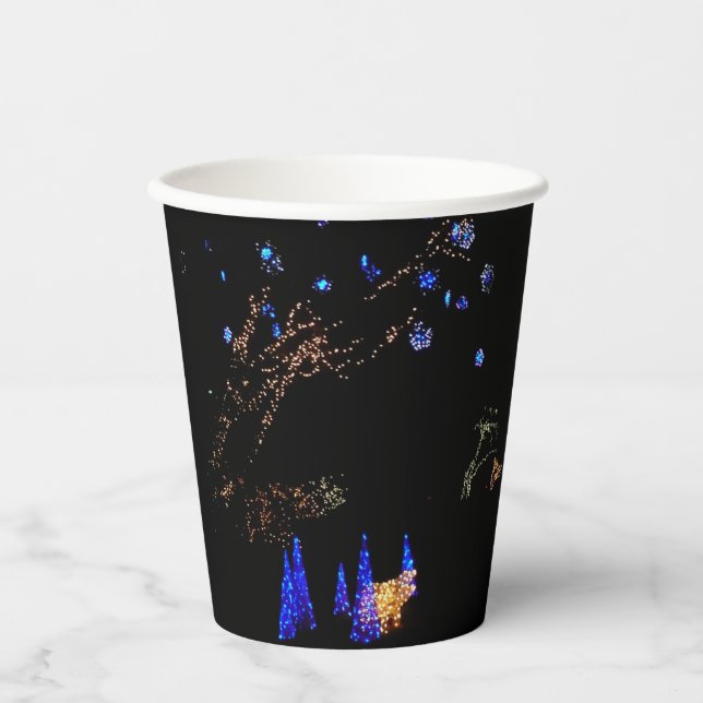 Vasos De Papel Winter Wonderland ilumina vacaciones azules y blan (Anverso)