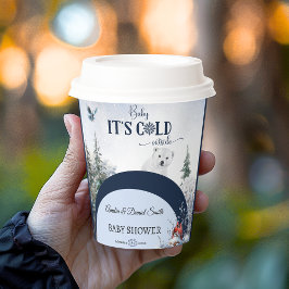 Vasos De Papel Winter Wonderland Snowy Bear Bird Baby Shower