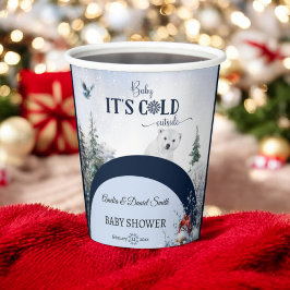 Vasos De Papel Winter Wonderland Snowy Bear Bird Baby Shower