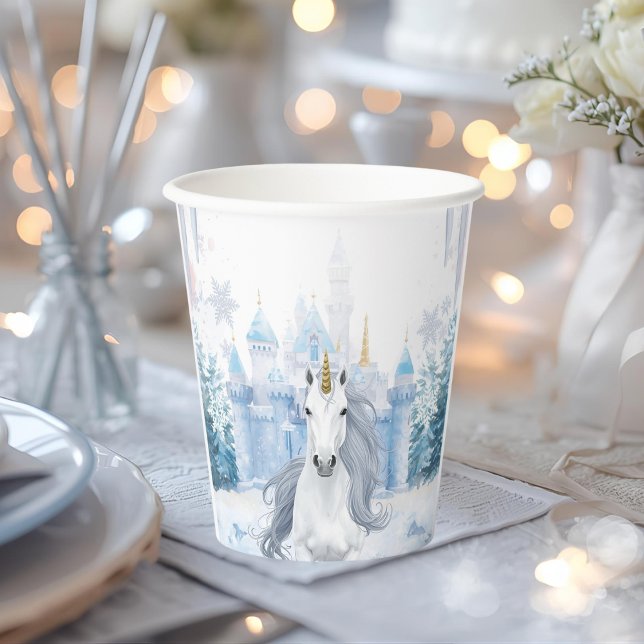 Vasos De Papel Winter Wonderland Unicorn| Magical Snow (Subido por el creador)