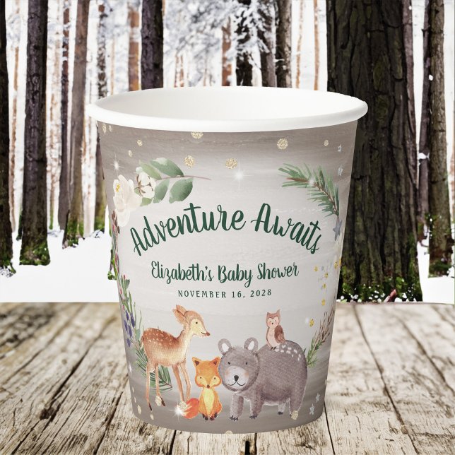 Vasos De Papel Winter Woodland Animals Baby Shower (Subido por el creador)