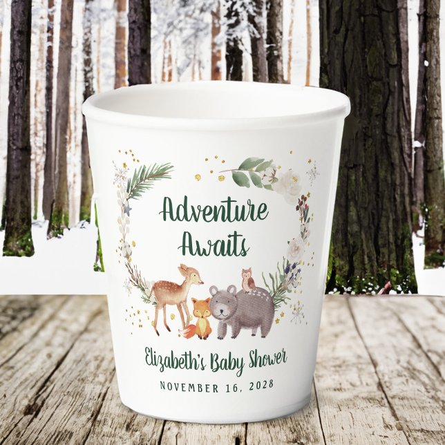 Vasos De Papel Winter Woodland Animals Baby Shower (Subido por el creador)