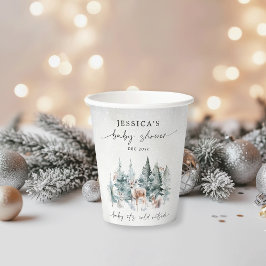 Vasos De Papel Winter Woodland Baby It's Frío fuera de Baby Showe